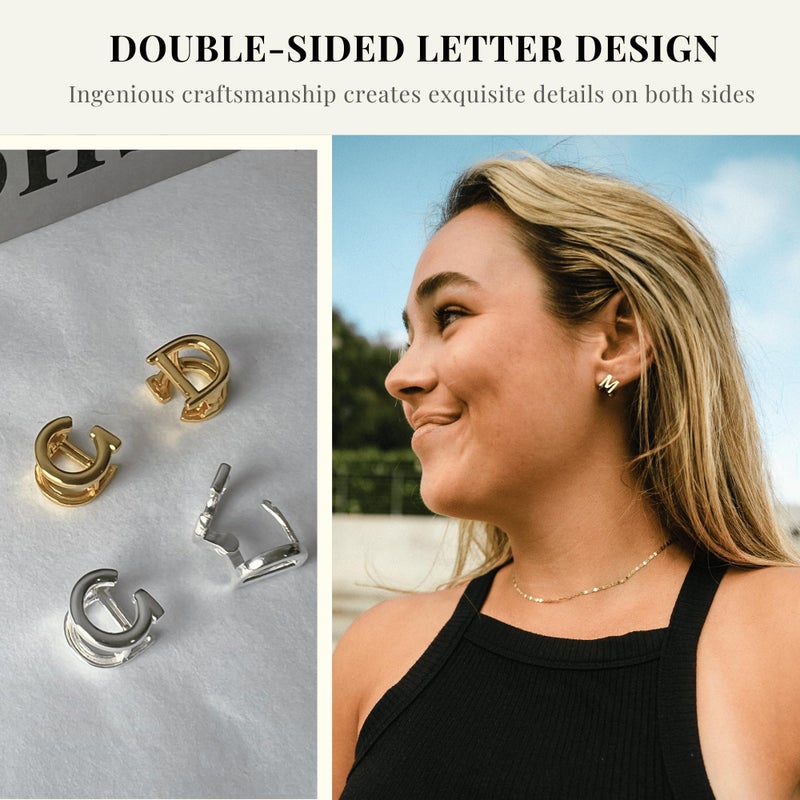 SANNYRA A Initial Stud Earrings for Women, 14K Gold Plated Hypoallergenic Letter Earring, Trendy Jewelry Gifts for Her - Image 5